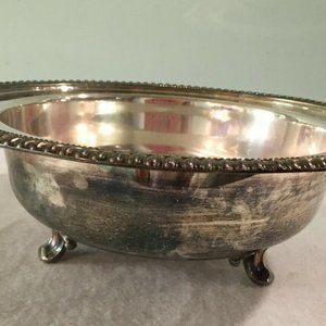 Antique Silver Plate Serving Bowl with Stand